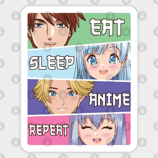 Eat Sleep Anime Repeat Sticker by Fun Personalitee